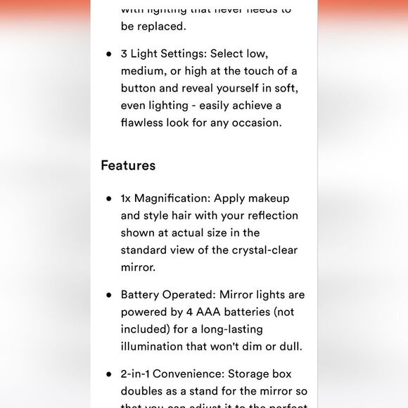 Conair LED-Lighted Storage Vanity Touchscreen Mirror- White - Picture 9 of 12